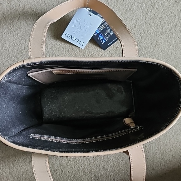 Consuela Tan and Cream Tote with Textured Design - Picture 5 of 7